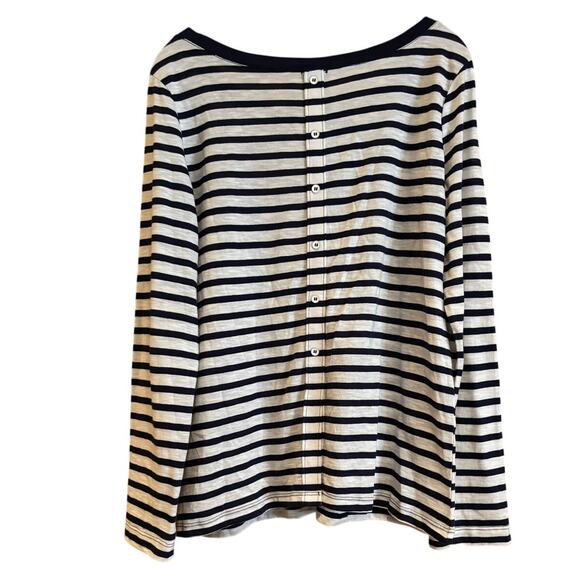 Women's Splendid LS Boatneck Blue & White Stripe Top, Size X-Large, EUC - Picture 2 of 4